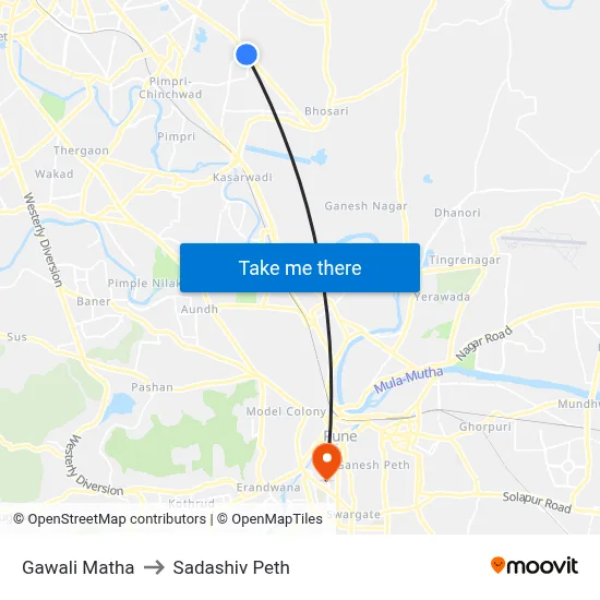 Gawali Matha to Sadashiv Peth map