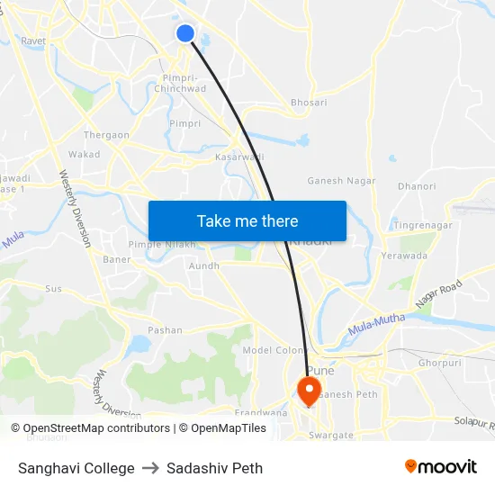 Sanghavi College to Sadashiv Peth map