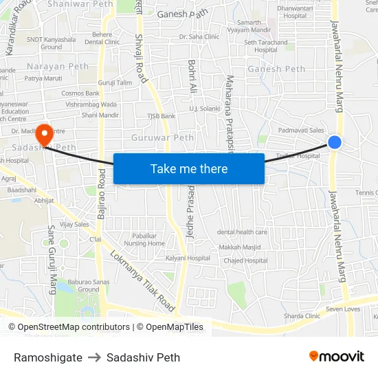 Ramoshigate to Sadashiv Peth map