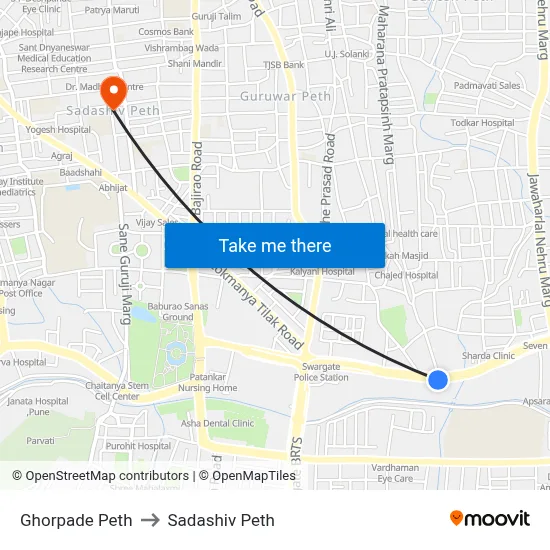 Ghorpade Peth to Sadashiv Peth map