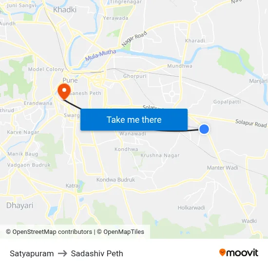 Satyapuram to Sadashiv Peth map