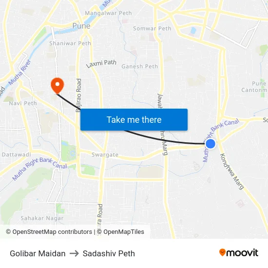 Golibar Maidan to Sadashiv Peth map