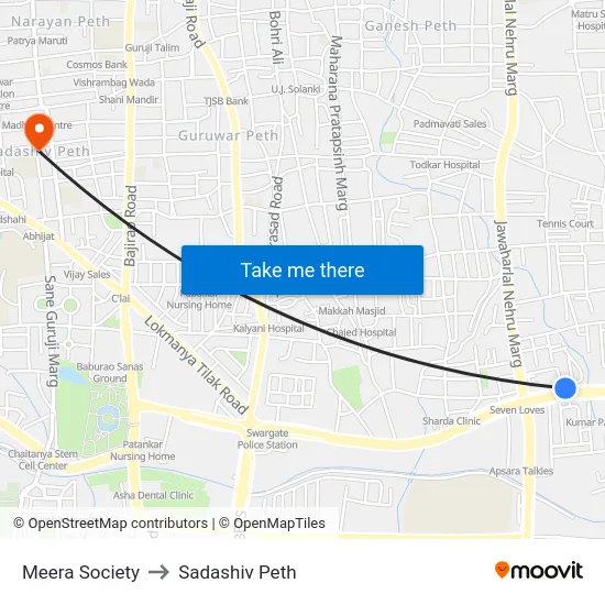 Meera Society to Sadashiv Peth map