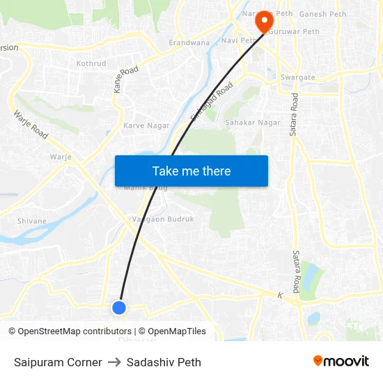 Saipuram Corner to Sadashiv Peth map