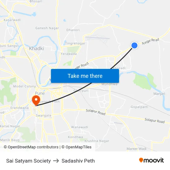 Sai Satyam Society to Sadashiv Peth map