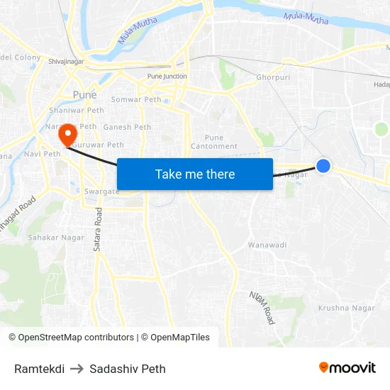 Ramtekdi to Sadashiv Peth map