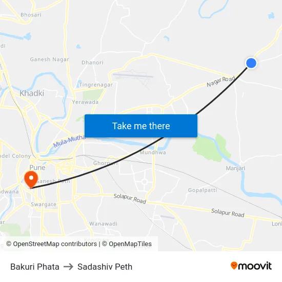 Bakuri Phata to Sadashiv Peth map