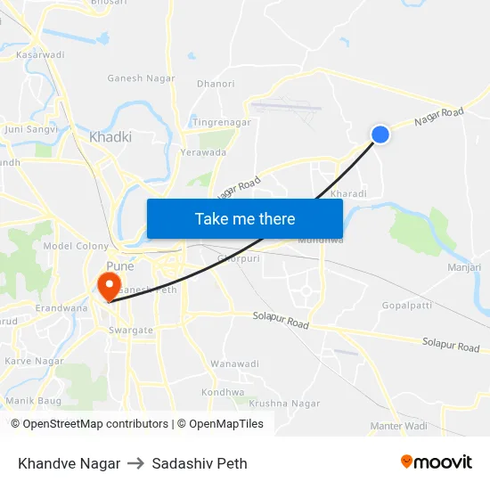 Khandve Nagar to Sadashiv Peth map