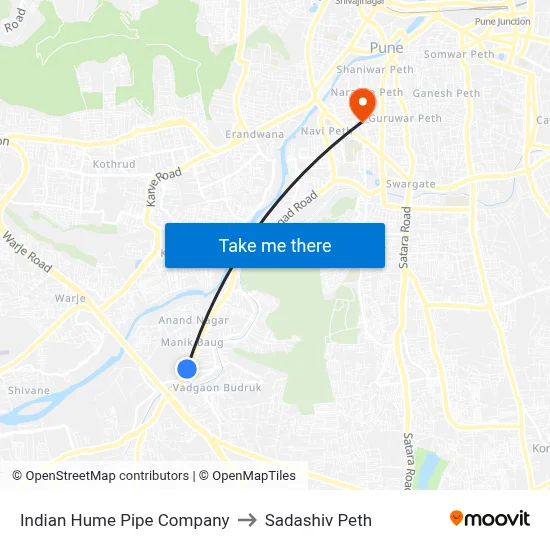 Indian Hume Pipe Company to Sadashiv Peth map