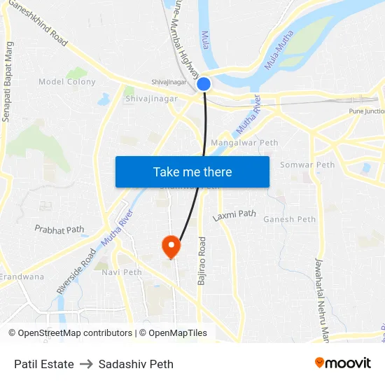 Patil Estate to Sadashiv Peth map