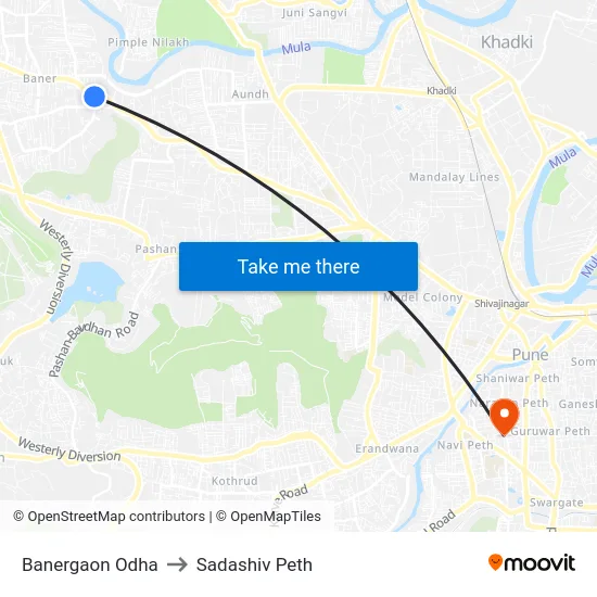 Banergaon Odha to Sadashiv Peth map