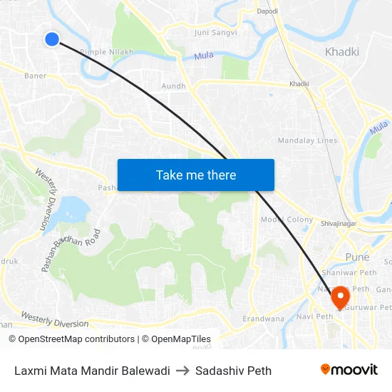 Laxmi Mata Mandir Balewadi to Sadashiv Peth map