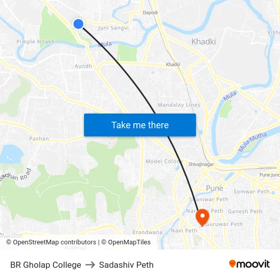 BR Gholap College to Sadashiv Peth map