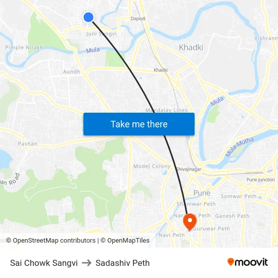 Sai Chowk Sangvi to Sadashiv Peth map