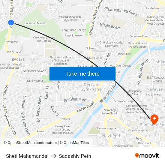 Sheti Mahamandal to Sadashiv Peth map