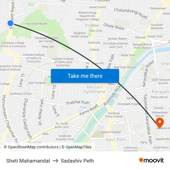 Sheti Mahamandal to Sadashiv Peth map