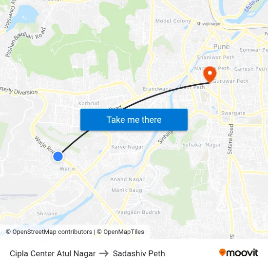Cipla Center Atul Nagar to Sadashiv Peth map