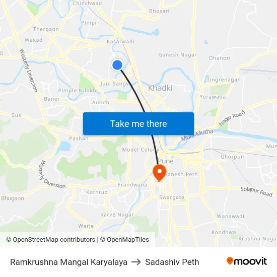 Ramkrushna Mangal Karyalaya to Sadashiv Peth map