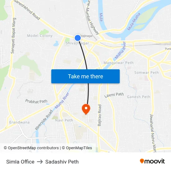 Simla Office to Sadashiv Peth map