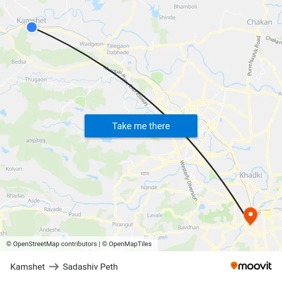 Kamshet to Sadashiv Peth map