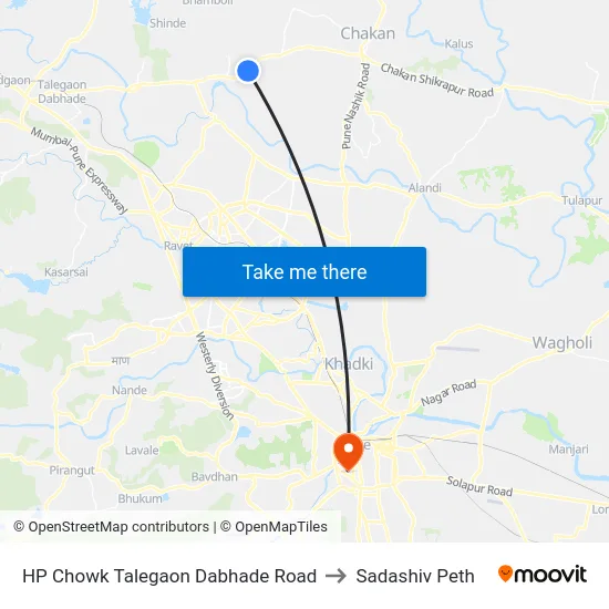 HP Chowk Talegaon Dabhade Road to Sadashiv Peth map