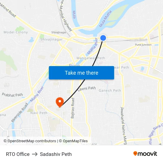 RTO Office to Sadashiv Peth map