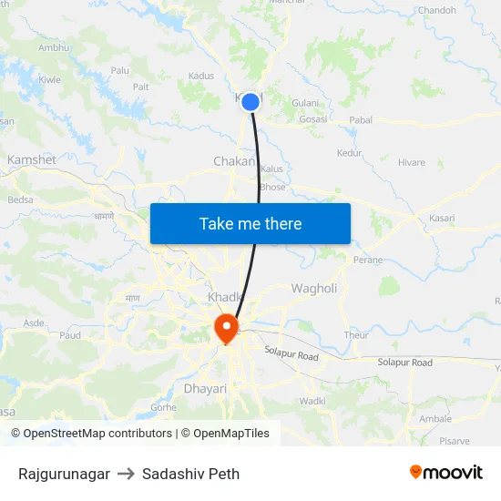 Rajgurunagar to Sadashiv Peth map