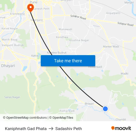 Kaniphnath Gad Phata to Sadashiv Peth map