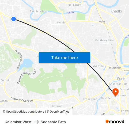 Kalamkar Wasti to Sadashiv Peth map