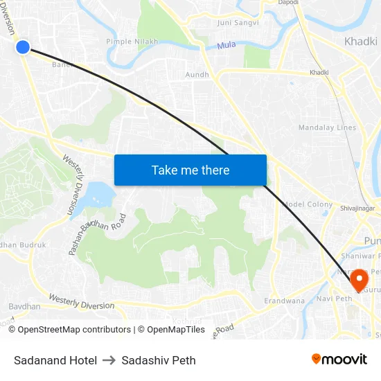 Sadanand Hotel to Sadashiv Peth map
