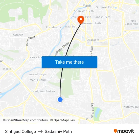 Sinhgad College to Sadashiv Peth map