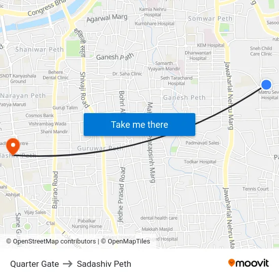 Quarter Gate to Sadashiv Peth map