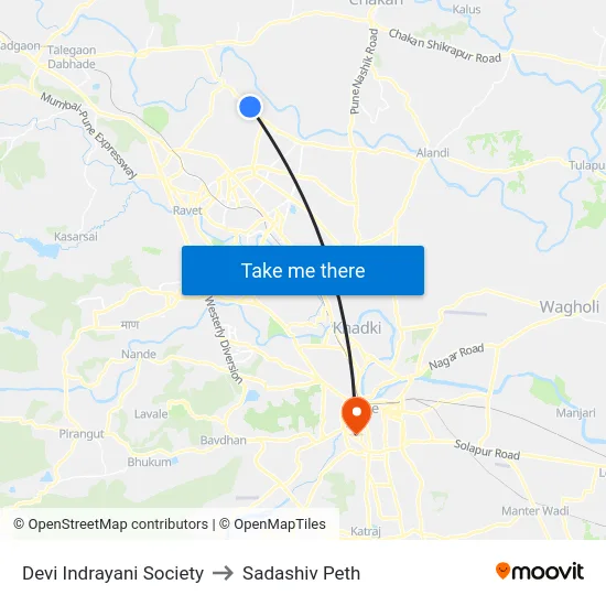 Devi Indrayani Society to Sadashiv Peth map