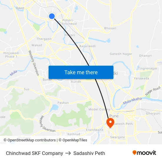 Chinchwad SKF Company to Sadashiv Peth map
