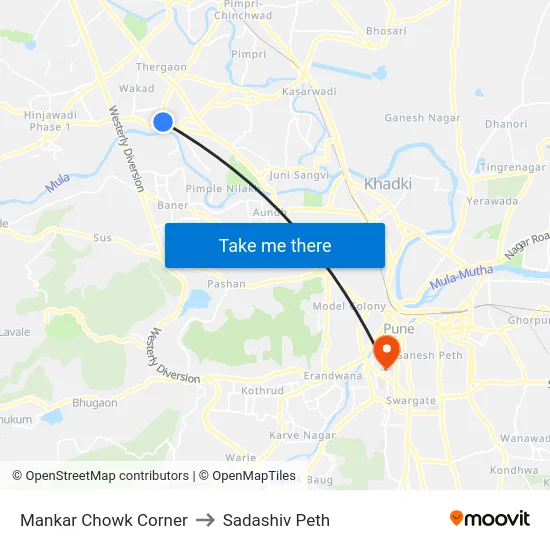 Mankar Chowk Corner to Sadashiv Peth map