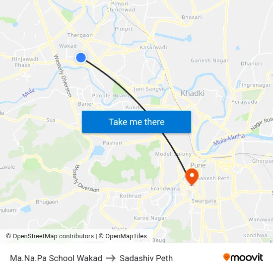 Ma.Na.Pa School Wakad to Sadashiv Peth map