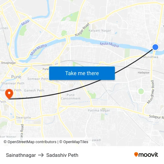 Sainathnagar to Sadashiv Peth map