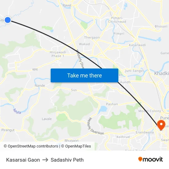Kasarsai Gaon to Sadashiv Peth map