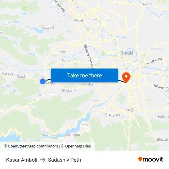 Kasar Amboli to Sadashiv Peth map