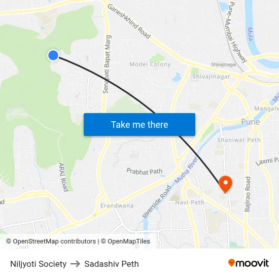 Niljyoti Society to Sadashiv Peth map