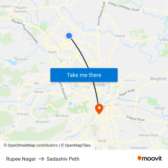 Rupee Nagar to Sadashiv Peth map