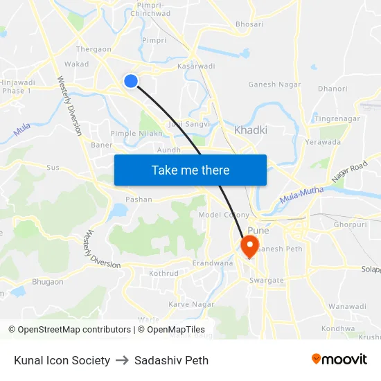 Kunal Icon Society to Sadashiv Peth map