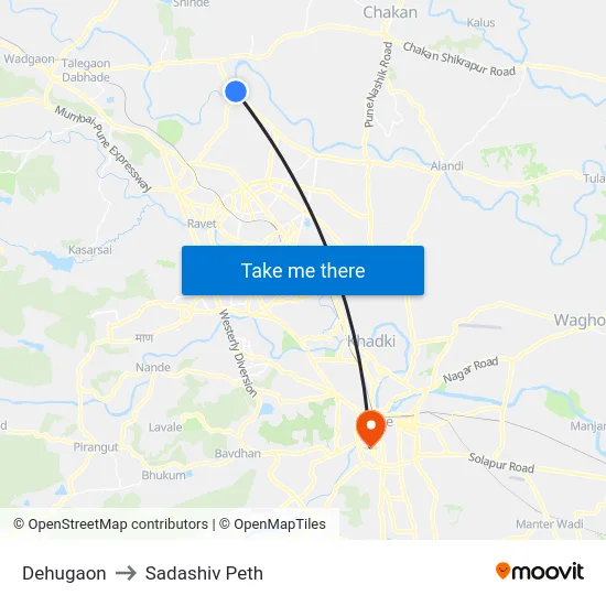Dehugaon to Sadashiv Peth map