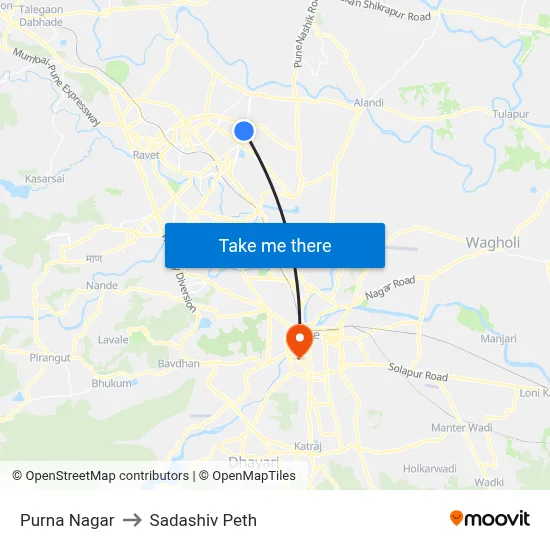 Purna Nagar to Sadashiv Peth map