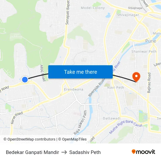 Bedekar Ganpati Mandir to Sadashiv Peth map