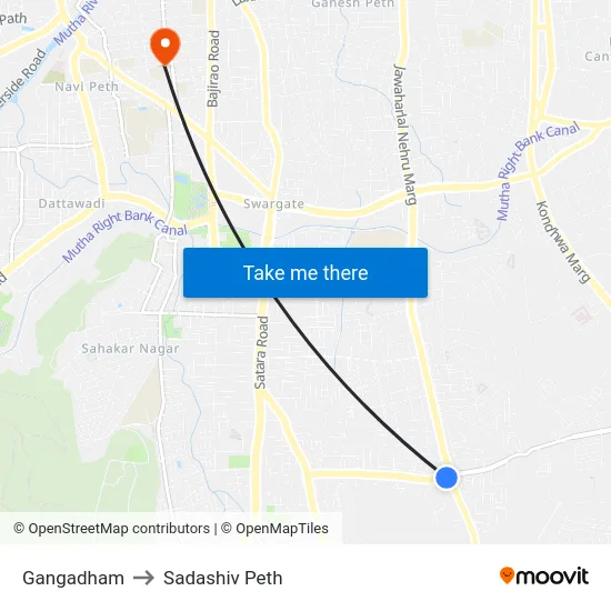Gangadham to Sadashiv Peth map