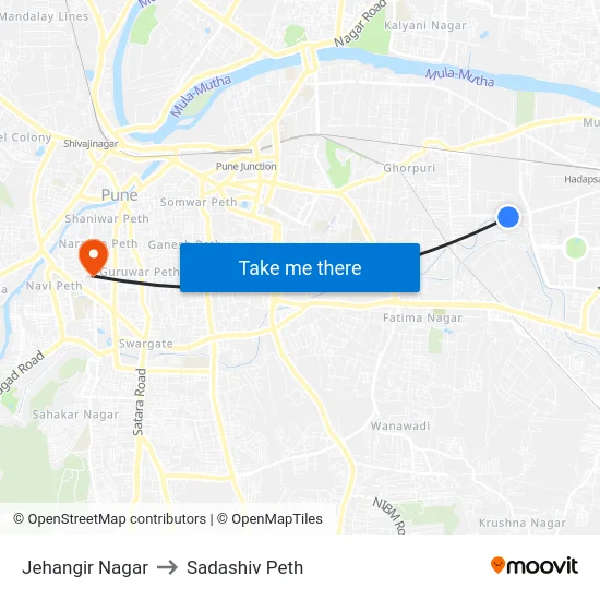 Jehangir Nagar to Sadashiv Peth map