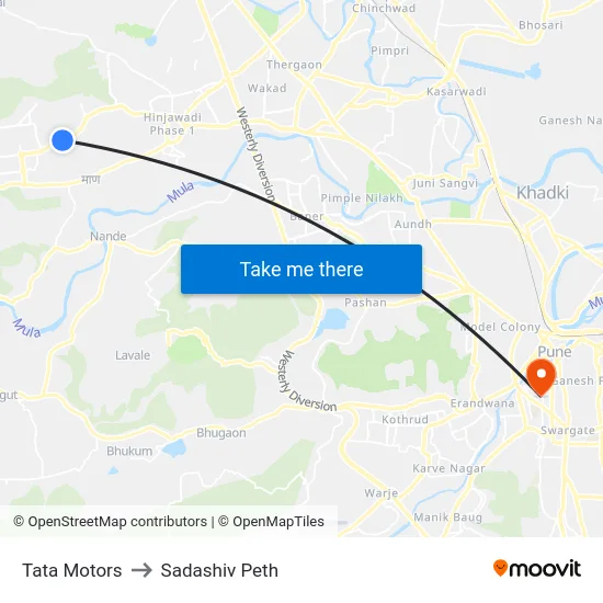 Tata Motors to Sadashiv Peth map