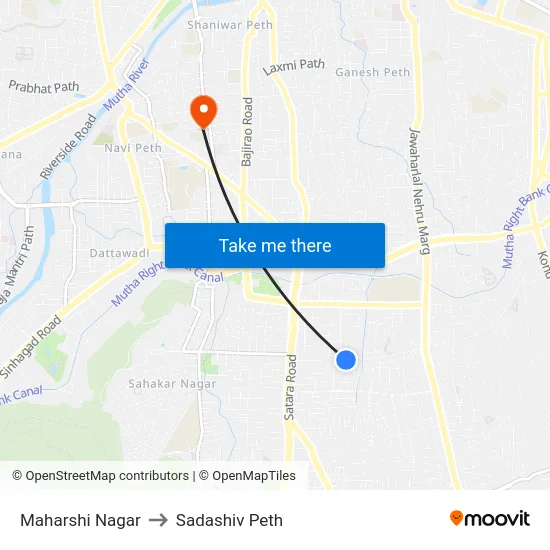 Maharshi Nagar to Sadashiv Peth map
