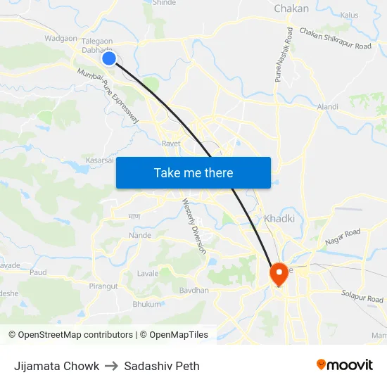 Jijamata Chowk to Sadashiv Peth map